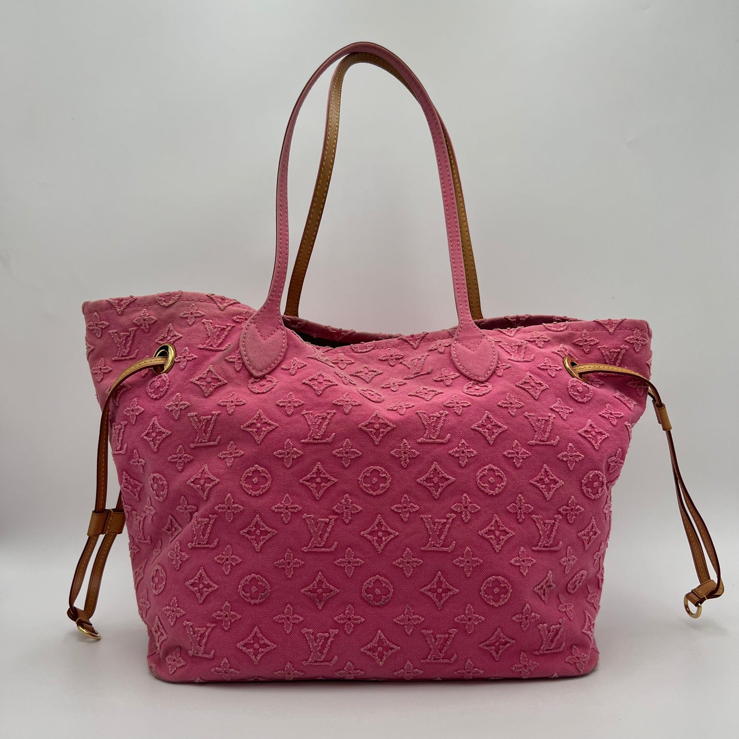 LV Pink Denim Monogram Stone Neverfull MM
