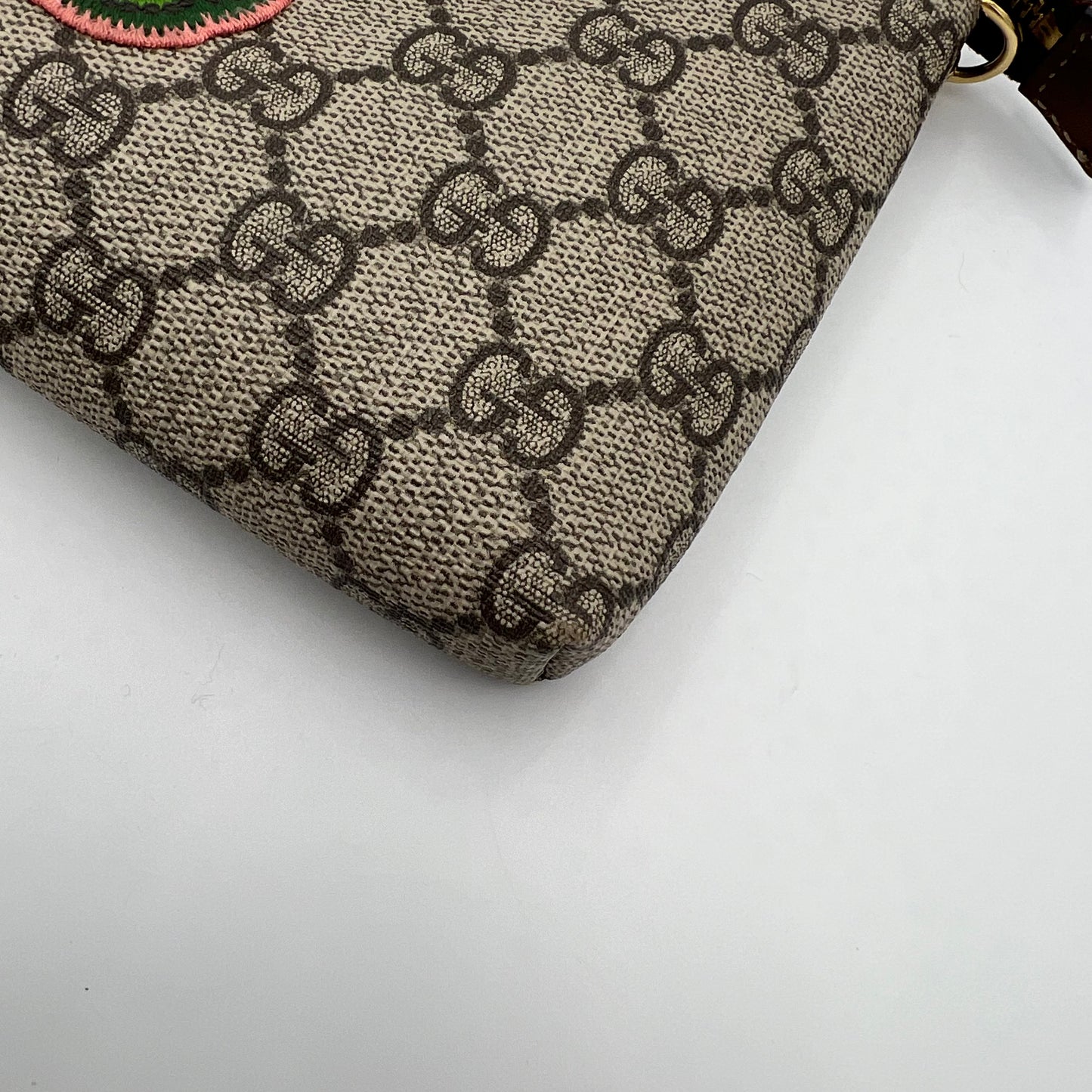 Gucci Monogram Supreme Butterfly Embroidered Chain Pochette