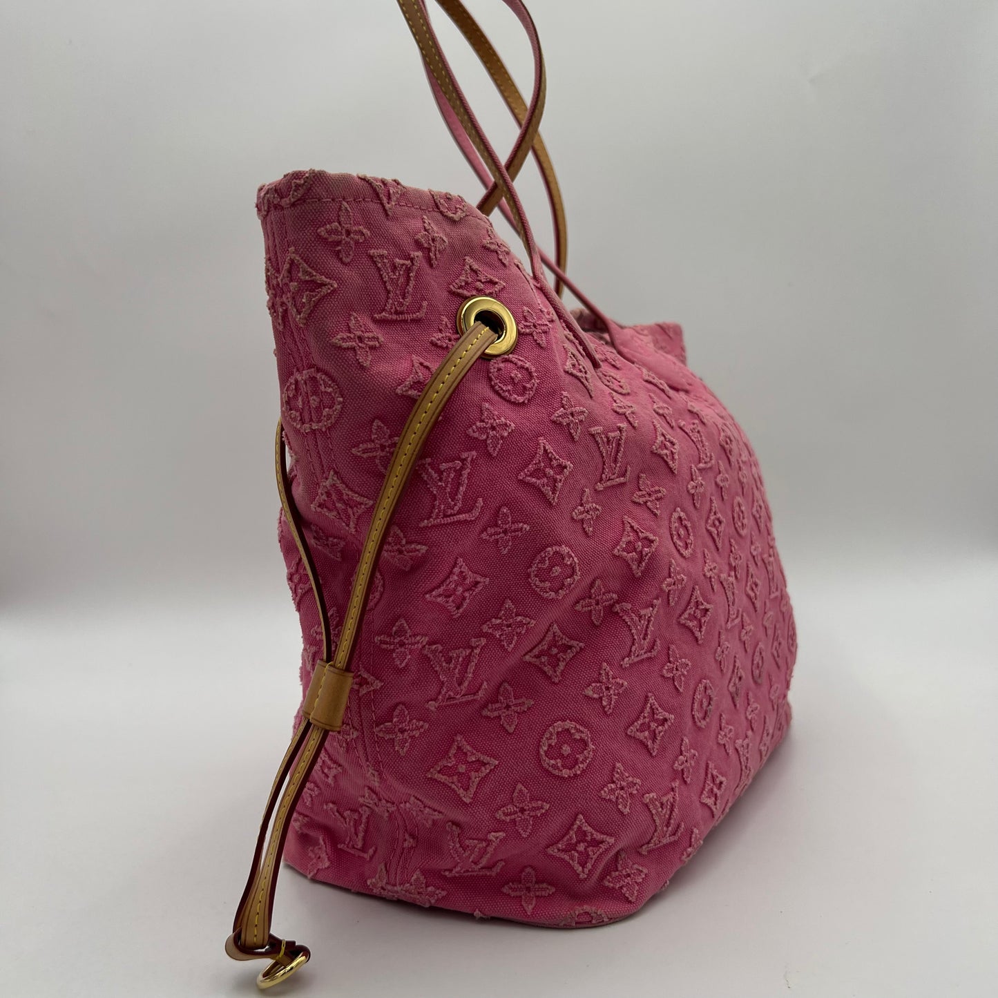 LV Pink Denim Monogram Stone Neverfull MM