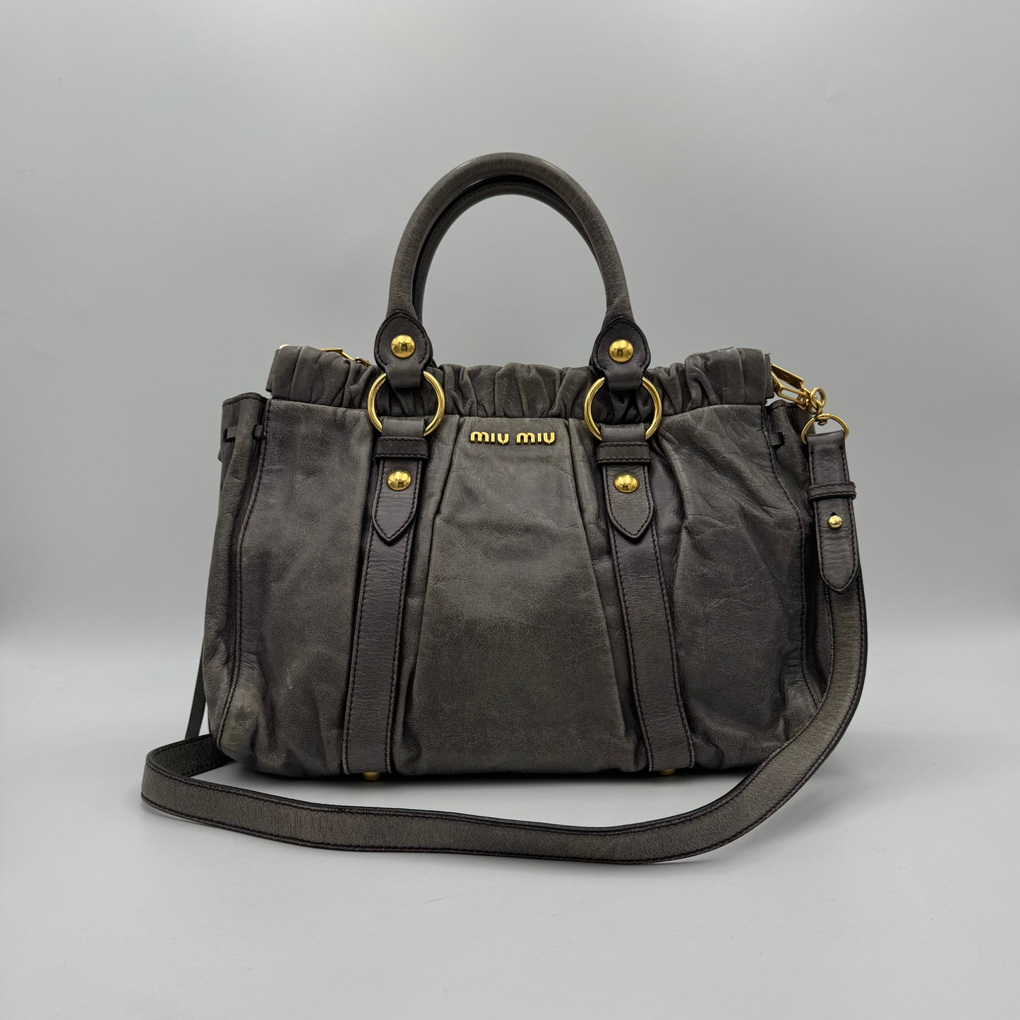 Miu Miu Gray Vitello Satchel