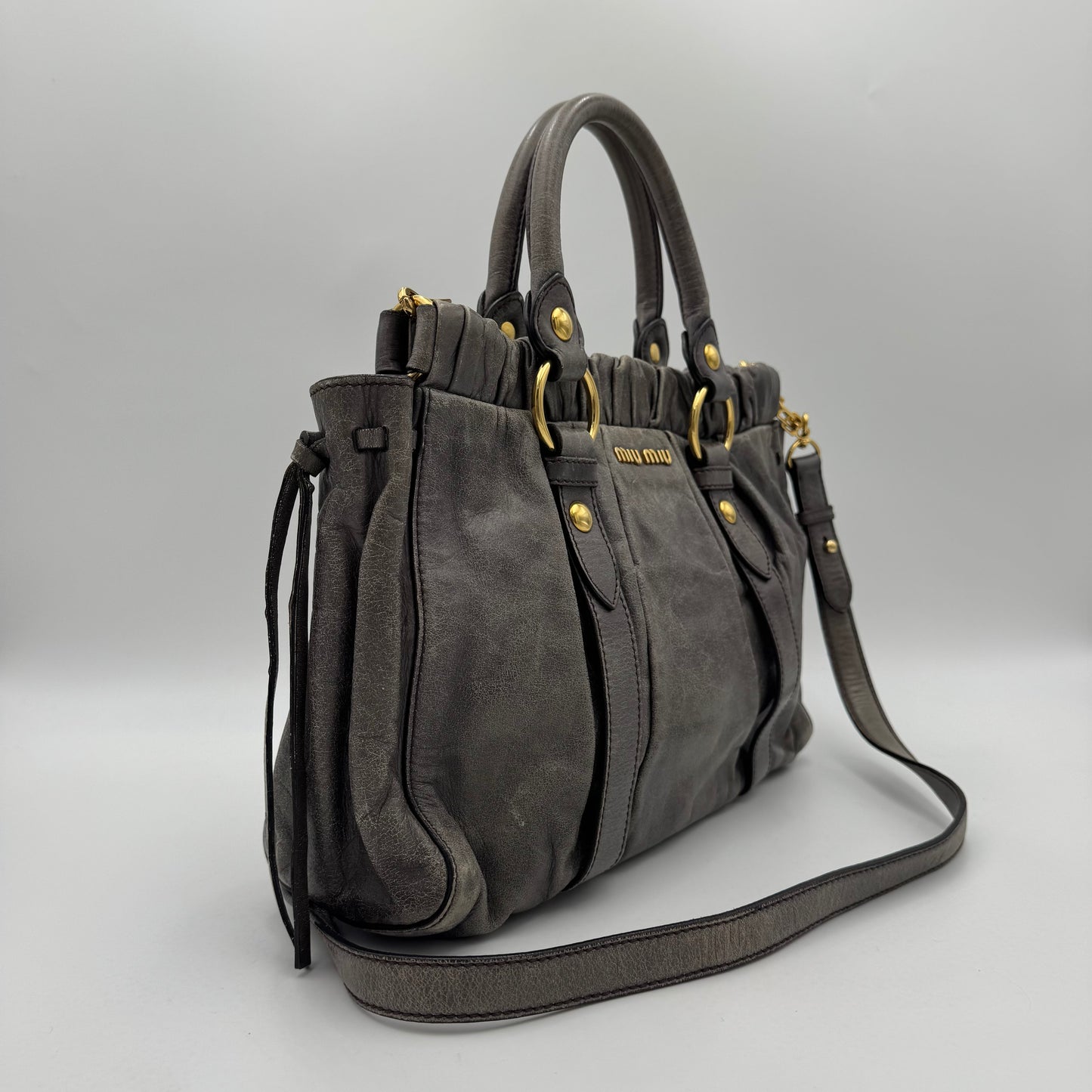 Miu Miu Gray Vitello Satchel