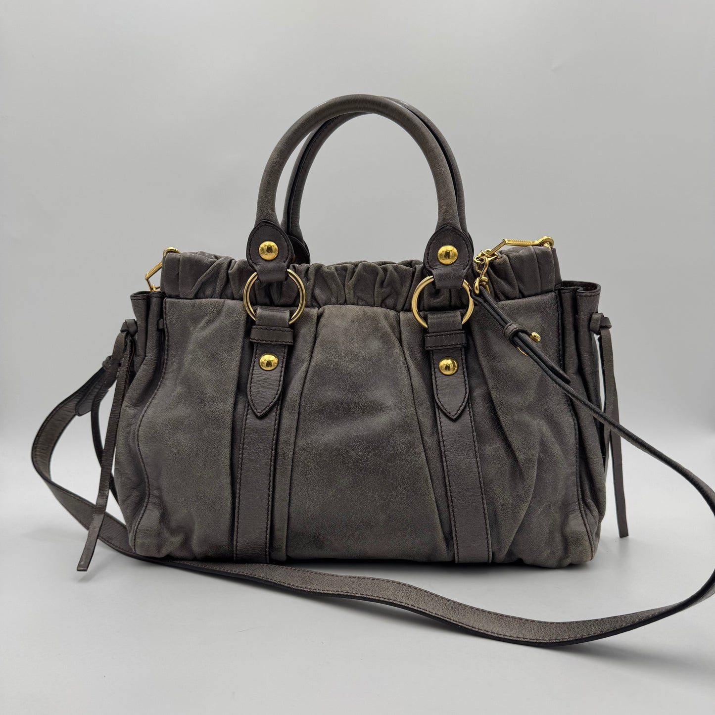 Miu Miu Gray Vitello Satchel