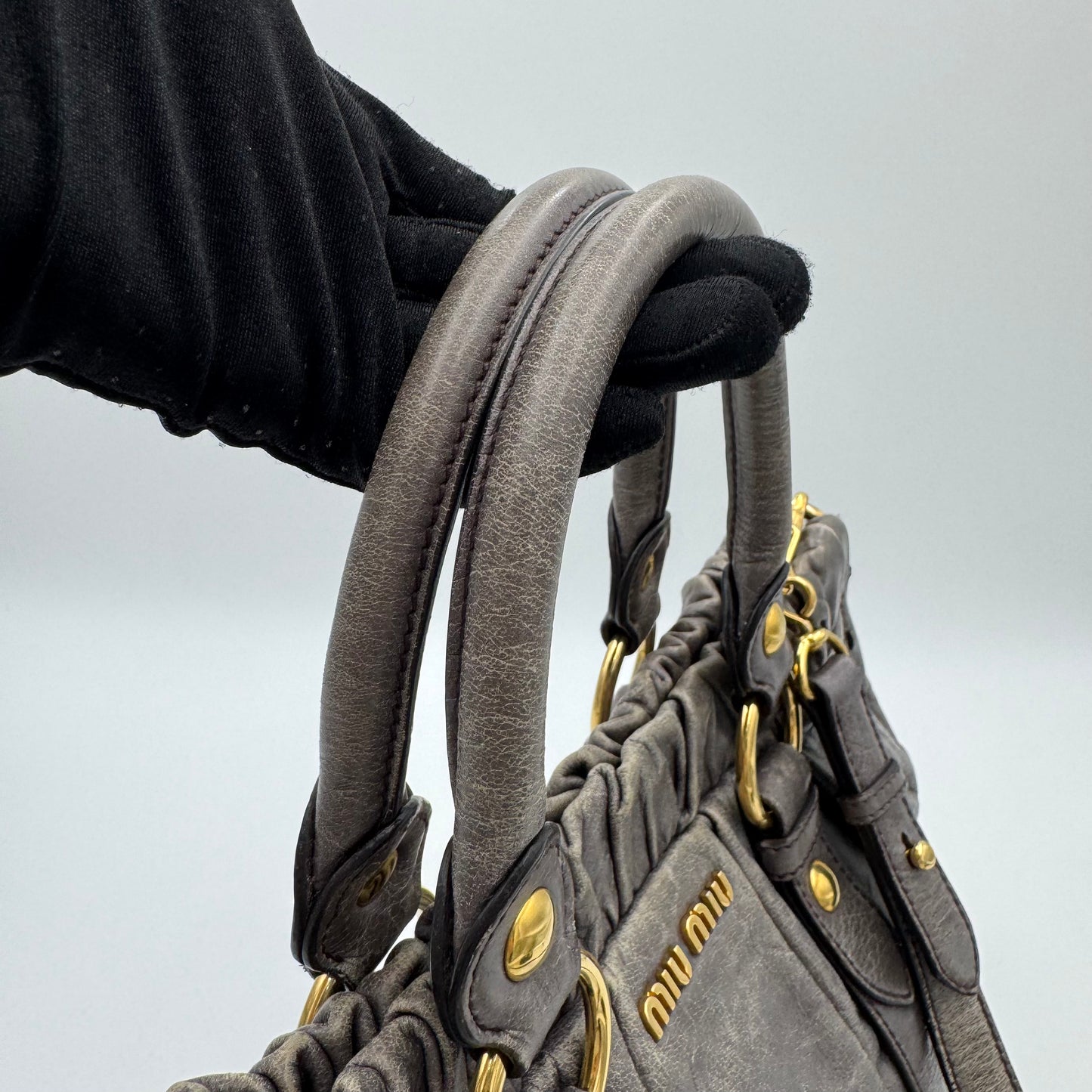 Miu Miu Gray Vitello Satchel