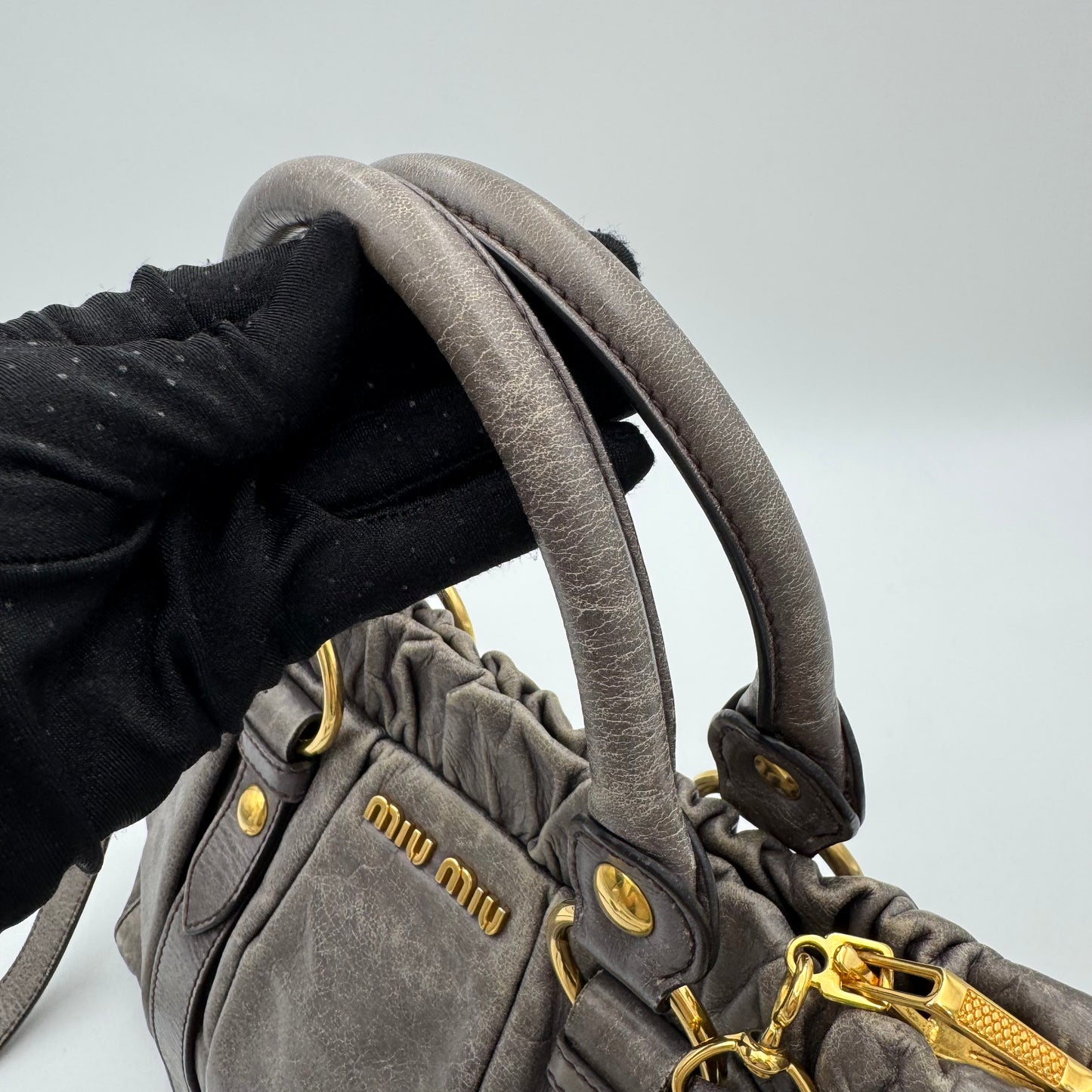 Miu Miu Gray Vitello Satchel