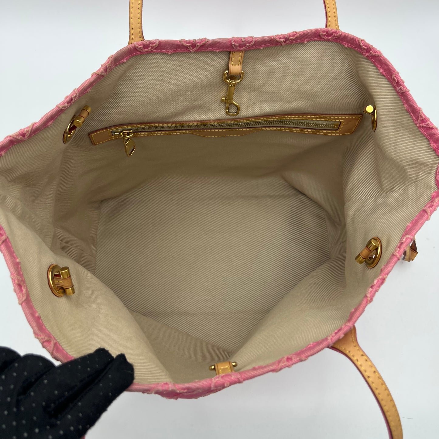 LV Pink Denim Monogram Stone Neverfull MM
