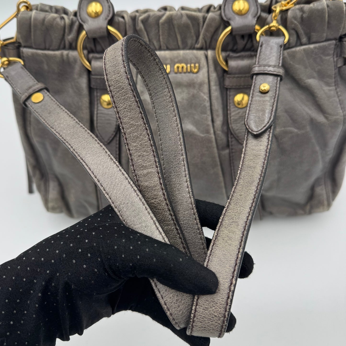 Miu Miu Gray Vitello Satchel