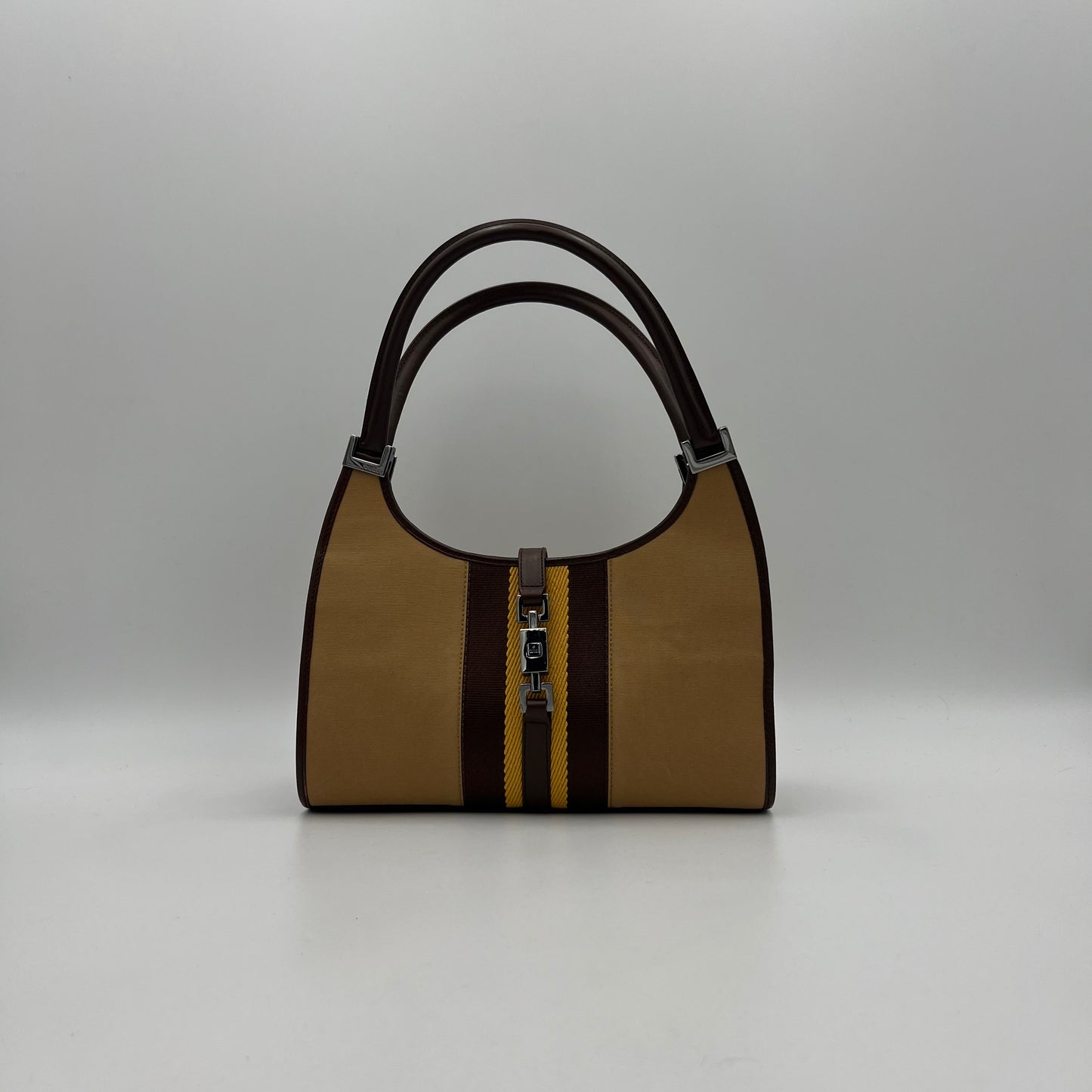 Gucci Neutral Cloth and Leather Sherryline Bardot Jackie Bag