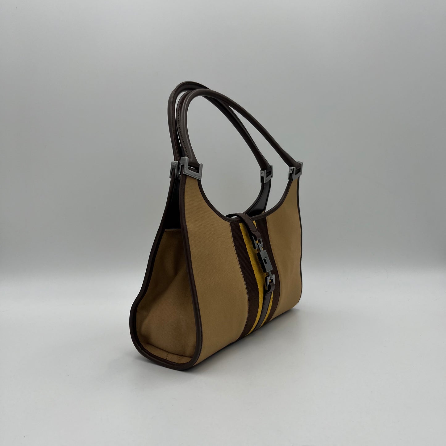 Gucci Neutral Cloth and Leather Sherryline Bardot Jackie Bag