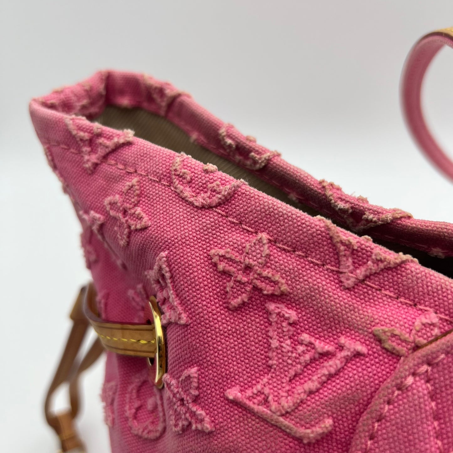 LV Pink Denim Monogram Stone Neverfull MM