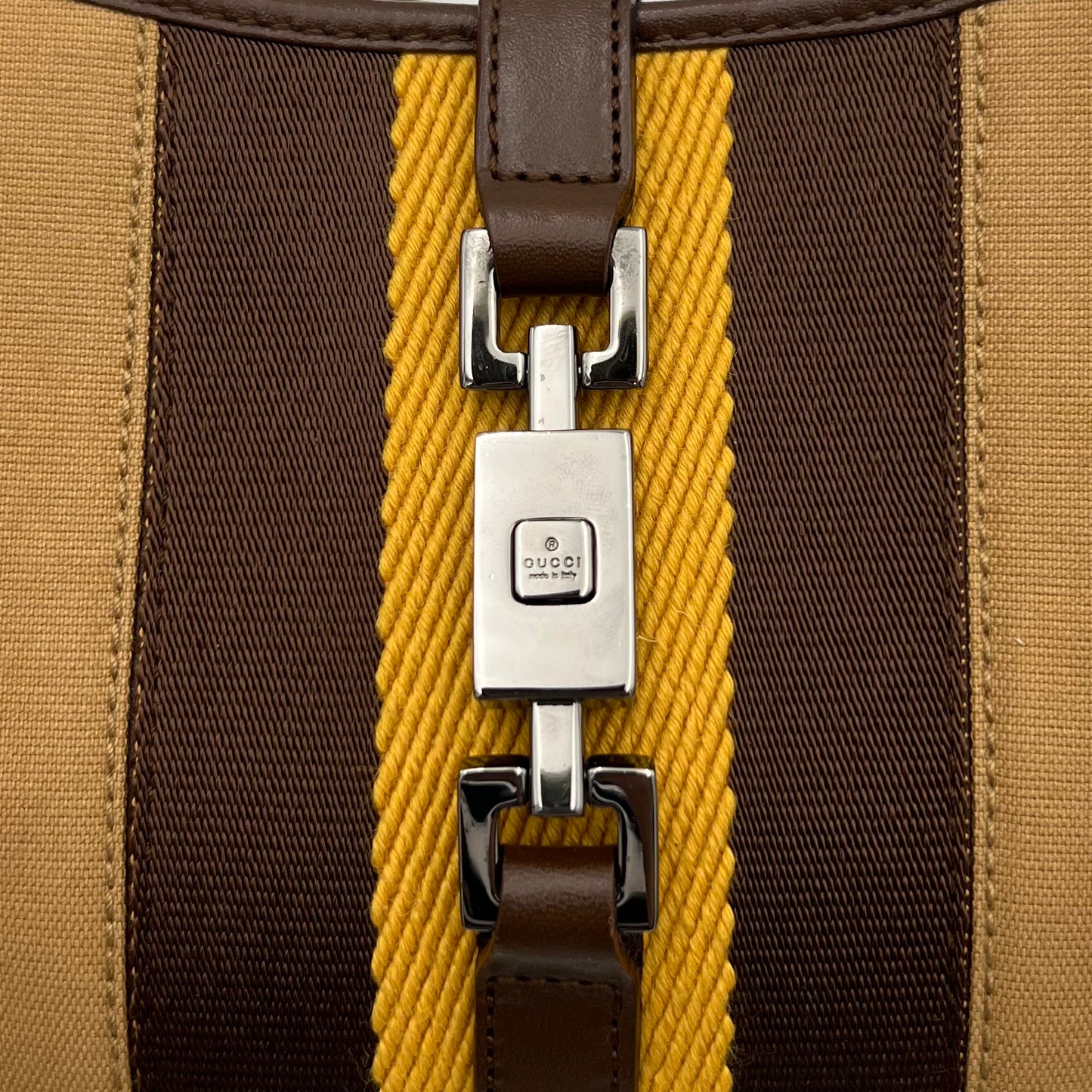 Gucci Neutral Cloth and Leather Sherryline Bardot Jackie Bag