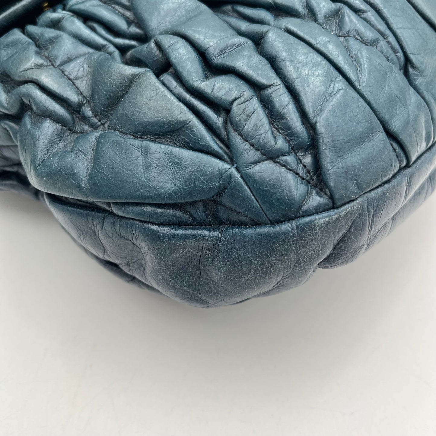 Miu Miu Dark Blue Matelasse Leather Two-Way Bag