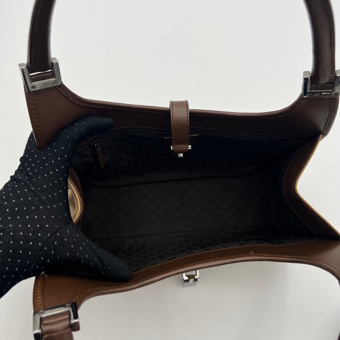 Gucci Neutral Cloth and Leather Sherryline Bardot Jackie Bag