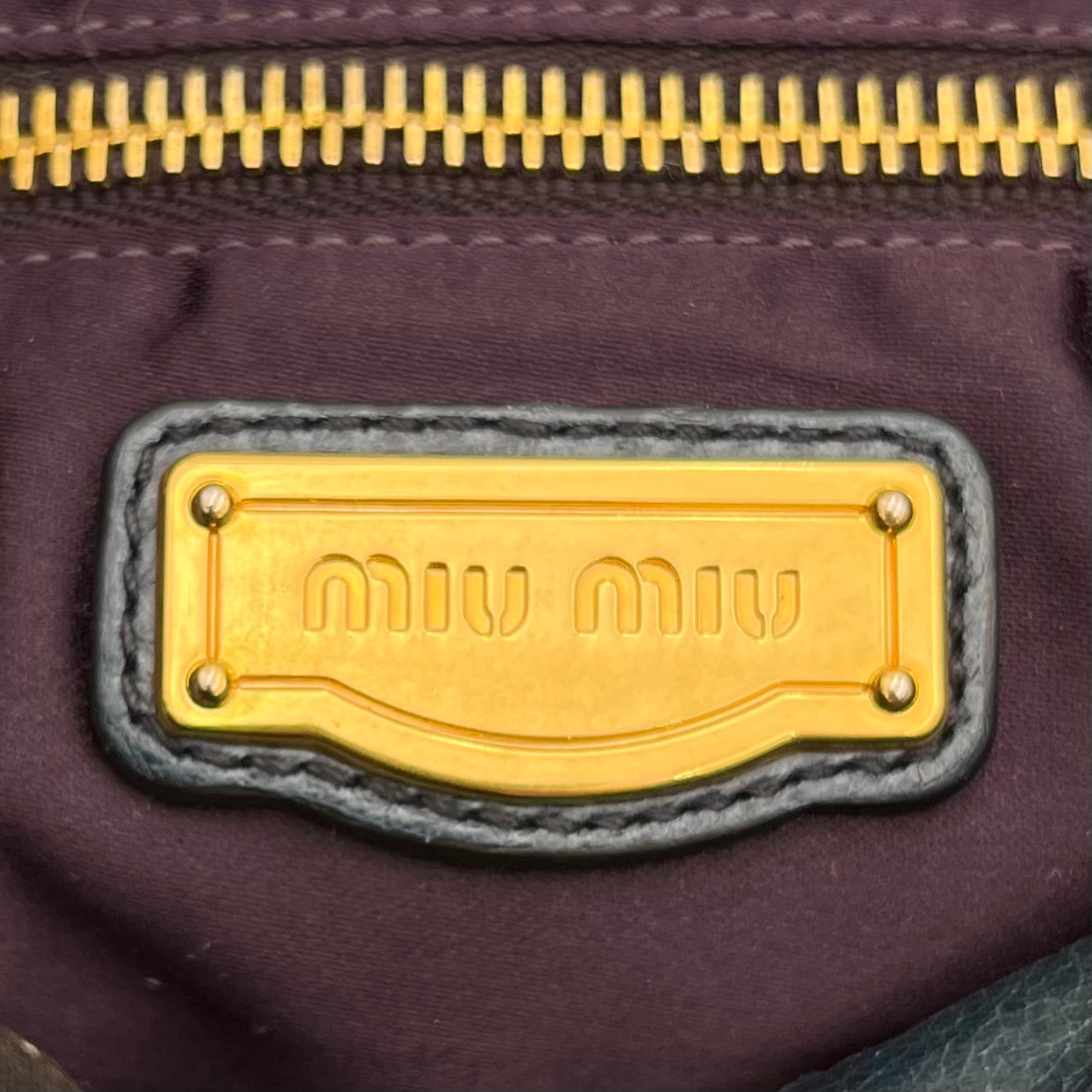 Miu Miu Dark Blue Matelasse Leather Two-Way Bag