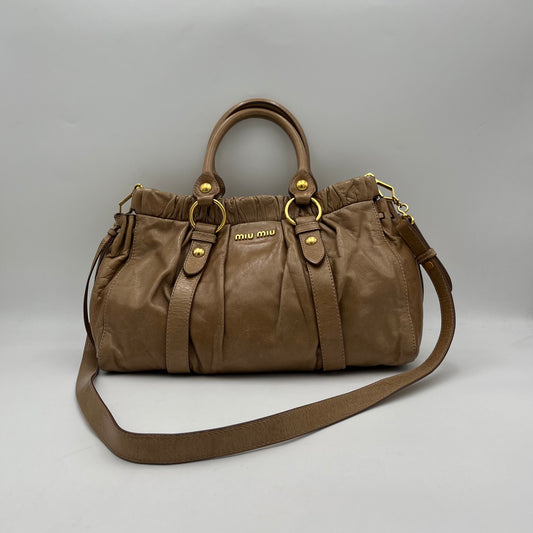Miu Miu Light Brown Vitello Leather Two-Way Bag