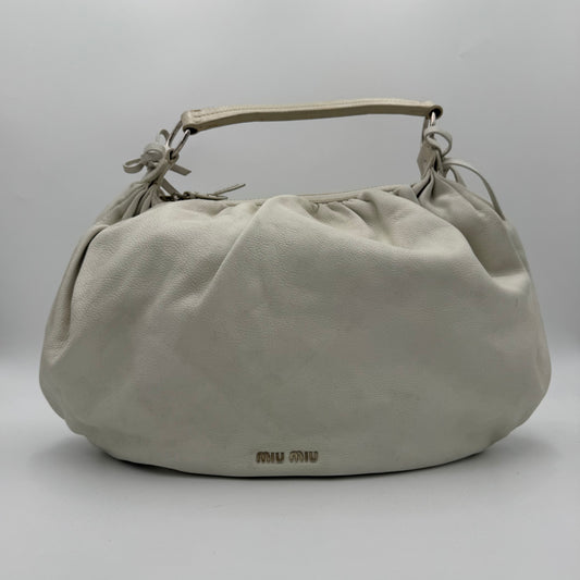 Miu Miu White Leather Bow Large Hobo Bag