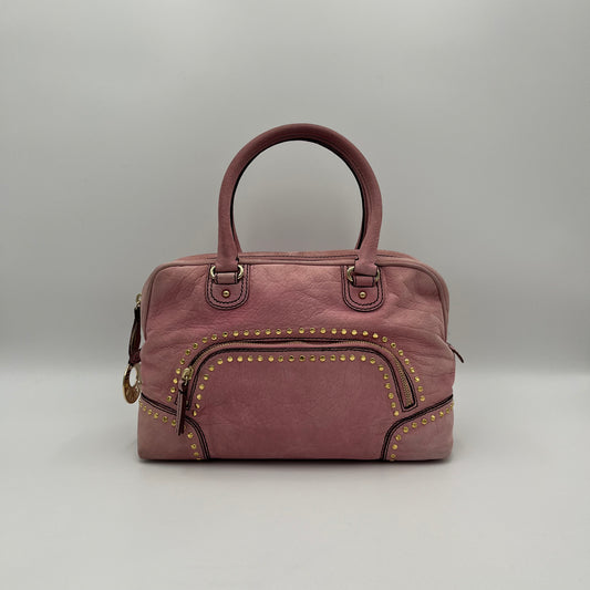 Fendi Pink Studded Nubuck Bauletto