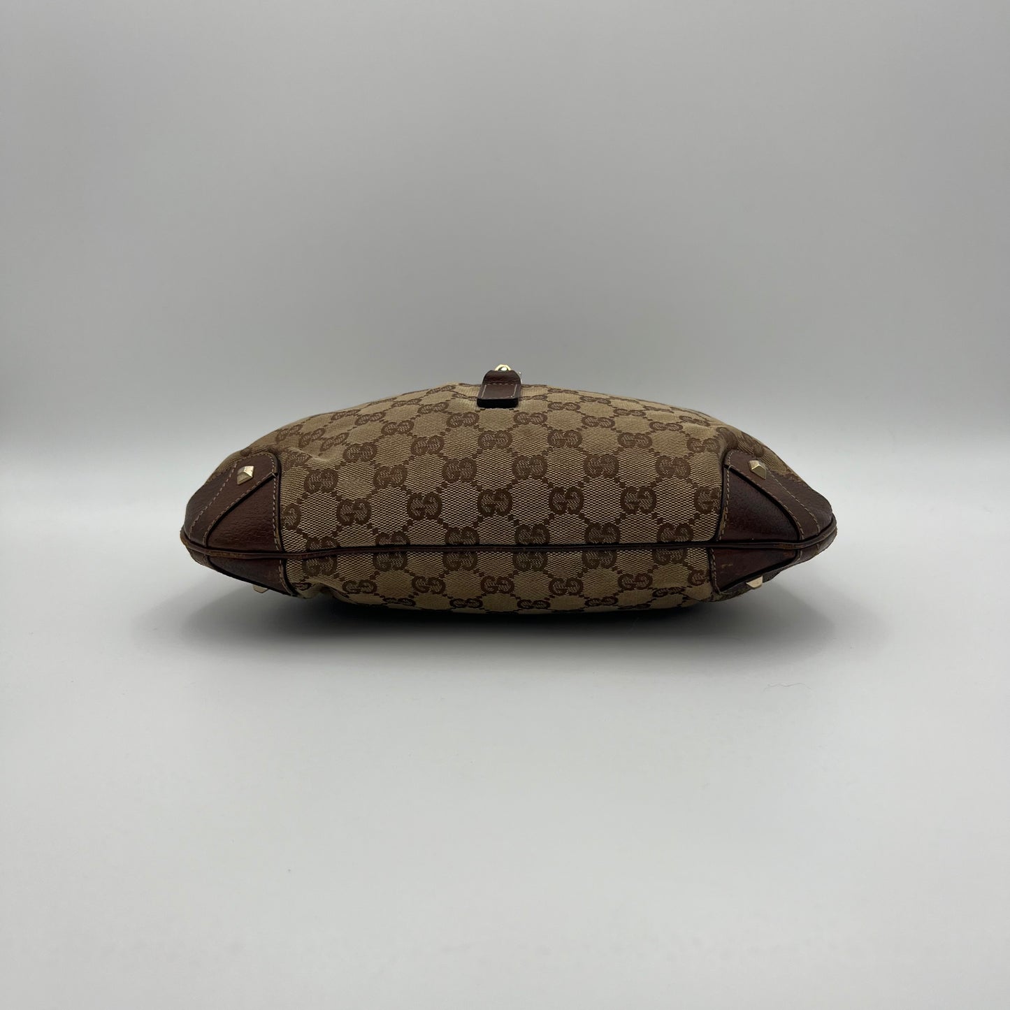 Gucci Brown Monogram Canvas Nailhead Jackie Shoulder Bag