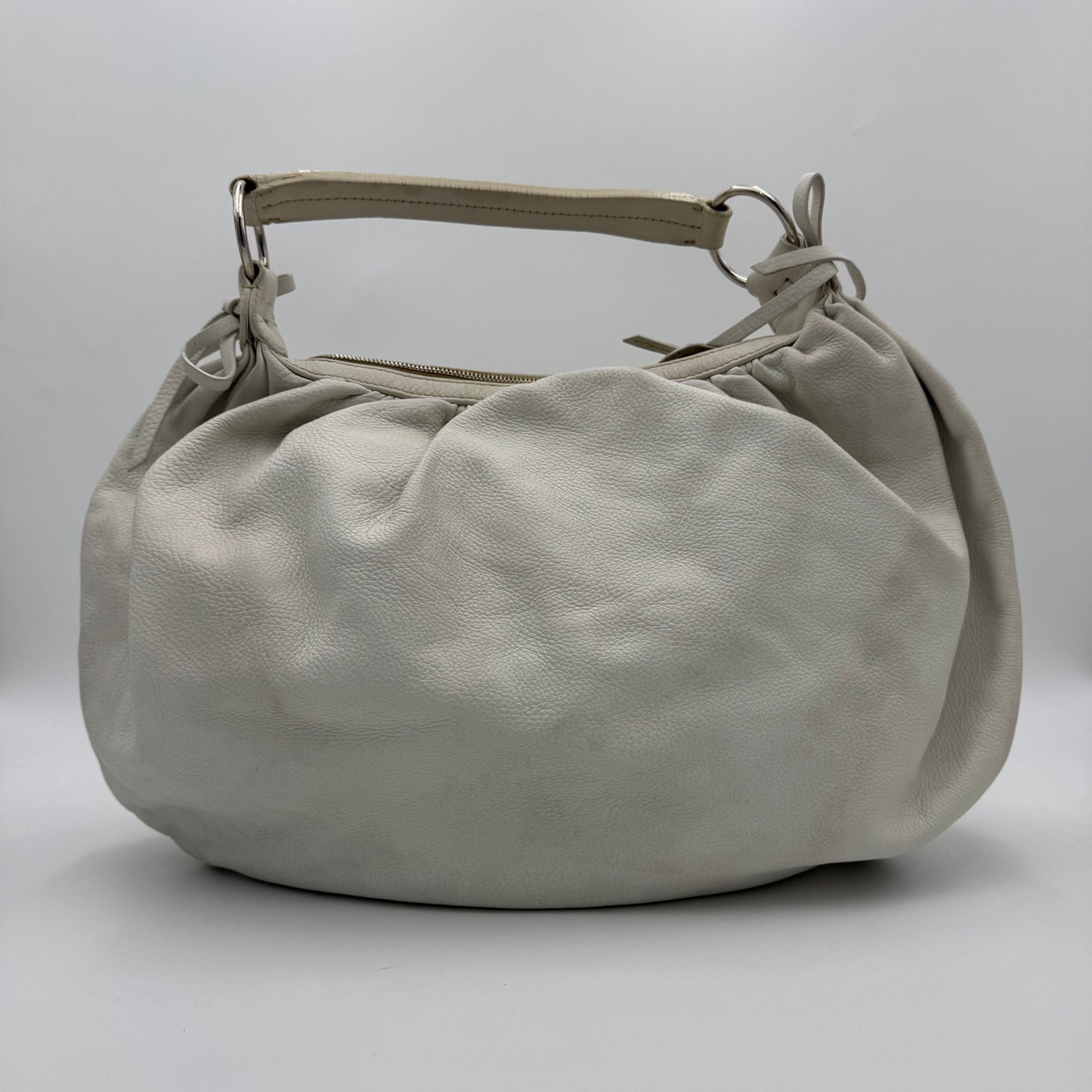 Miu Miu White Leather Bow Large Hobo Bag