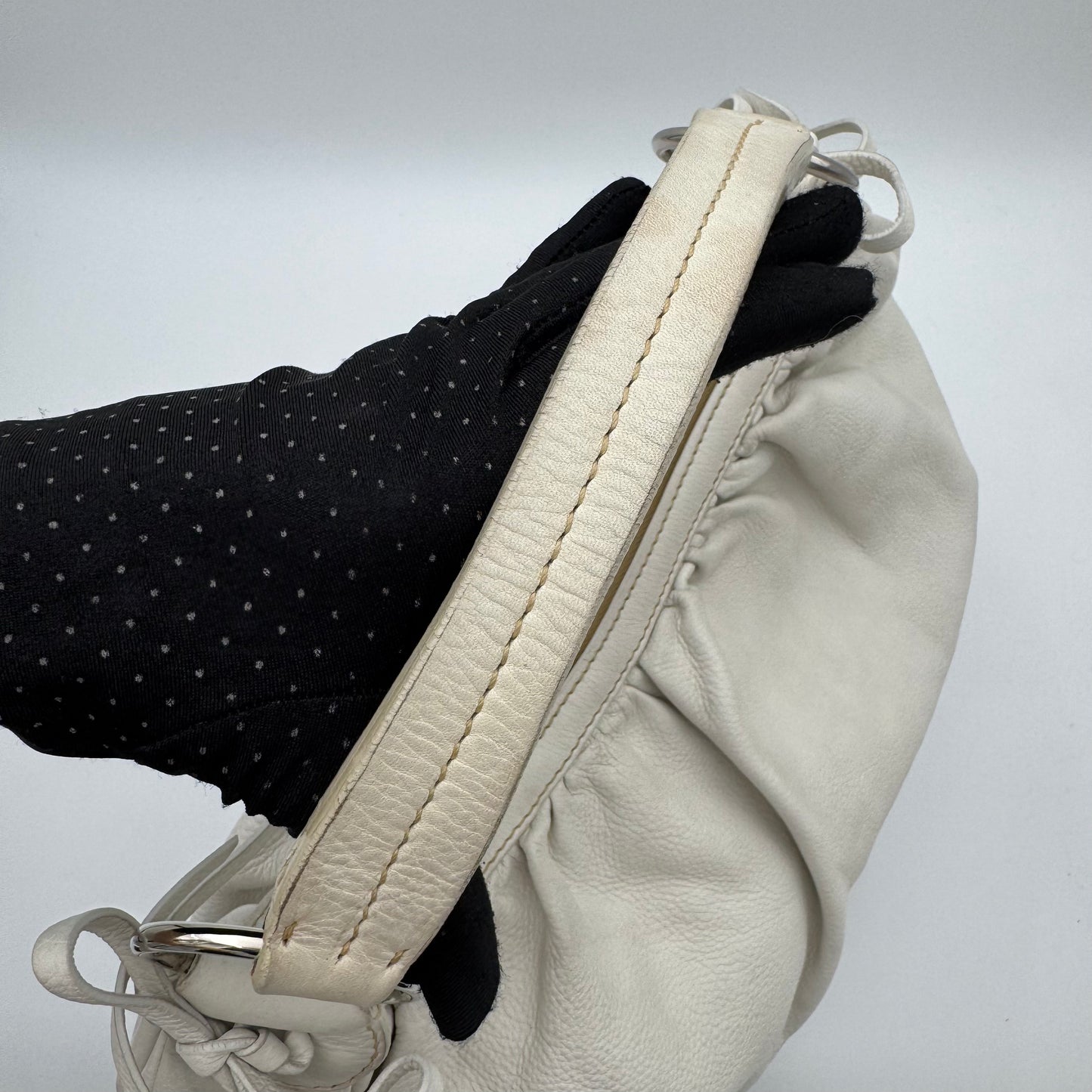 Miu Miu White Leather Bow Large Hobo Bag