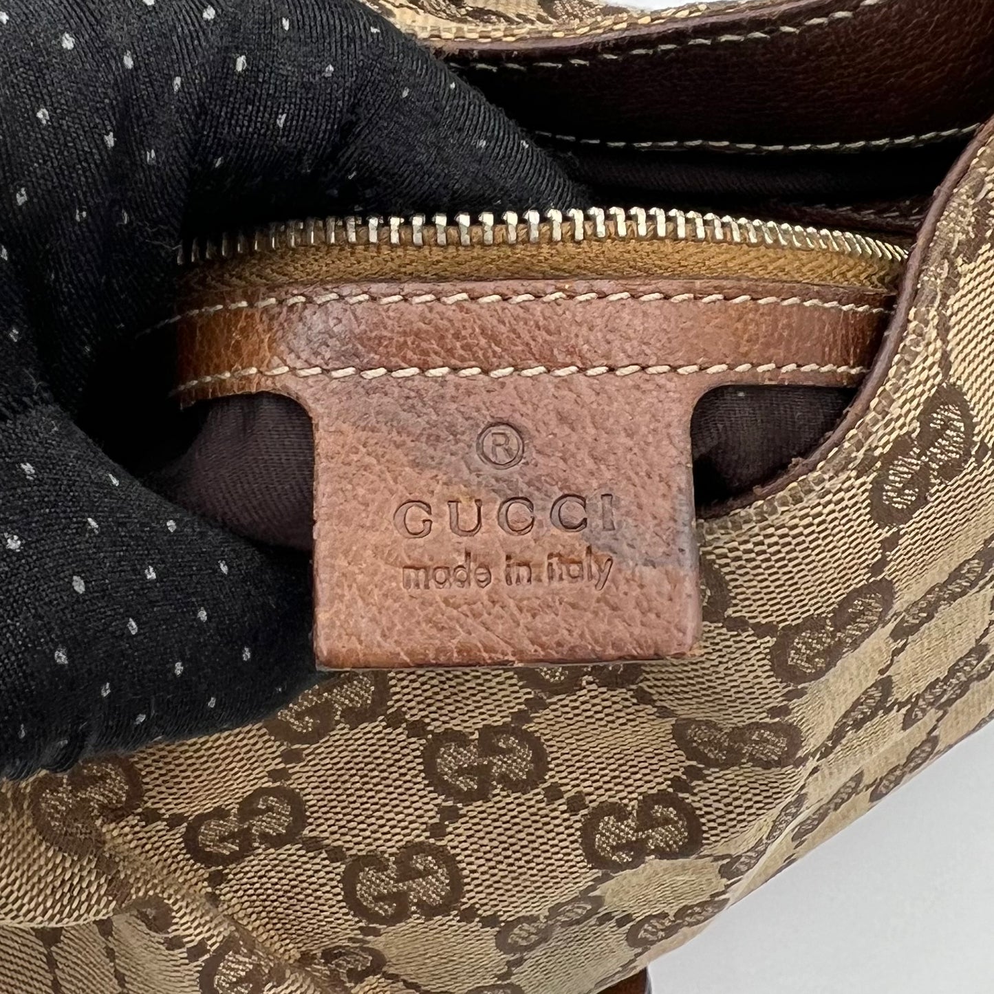 Gucci Brown Monogram Canvas Nailhead Jackie Shoulder Bag