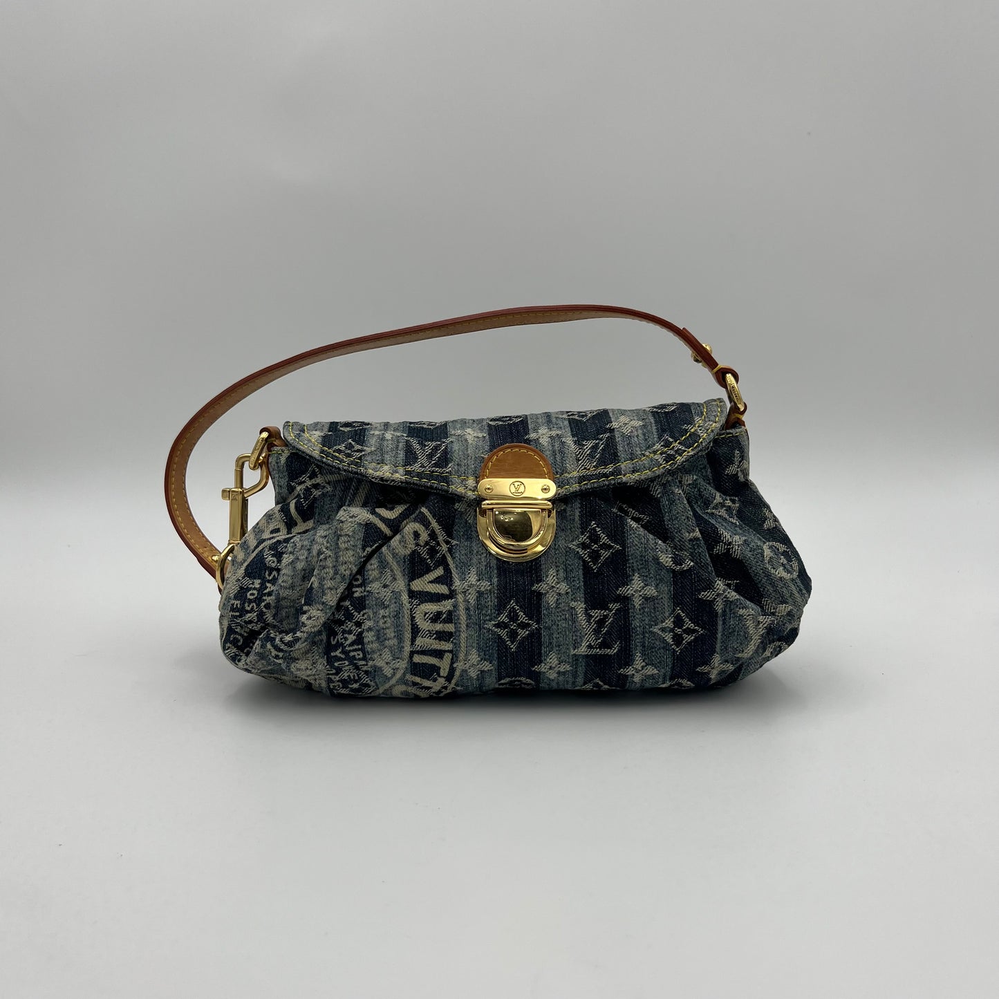 LV Blue Denim Mini Pleaty Raye Shoulder Bag