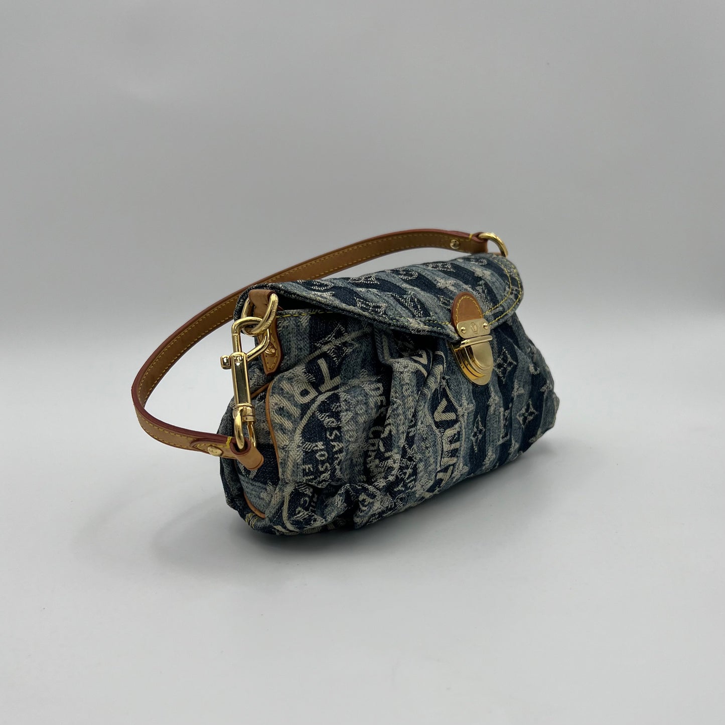 LV Blue Denim Mini Pleaty Raye Shoulder Bag