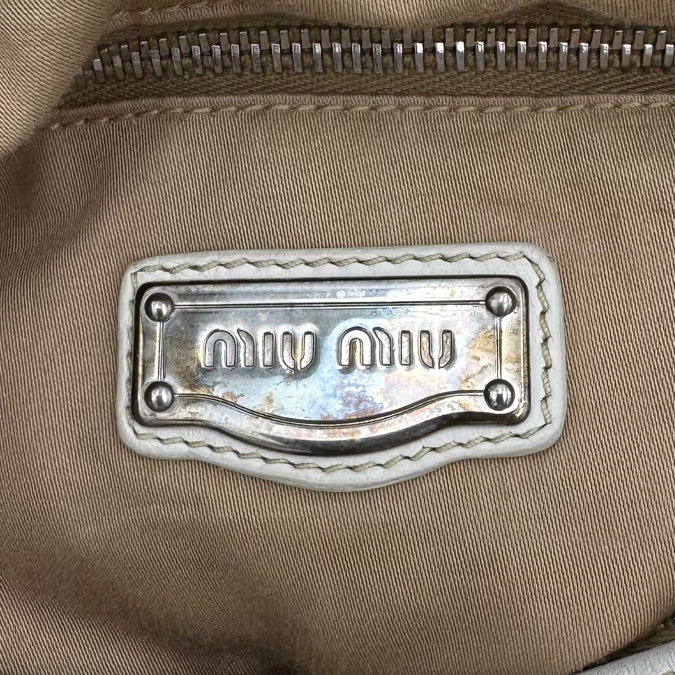 Miu Miu White Leather Bow Large Hobo Bag