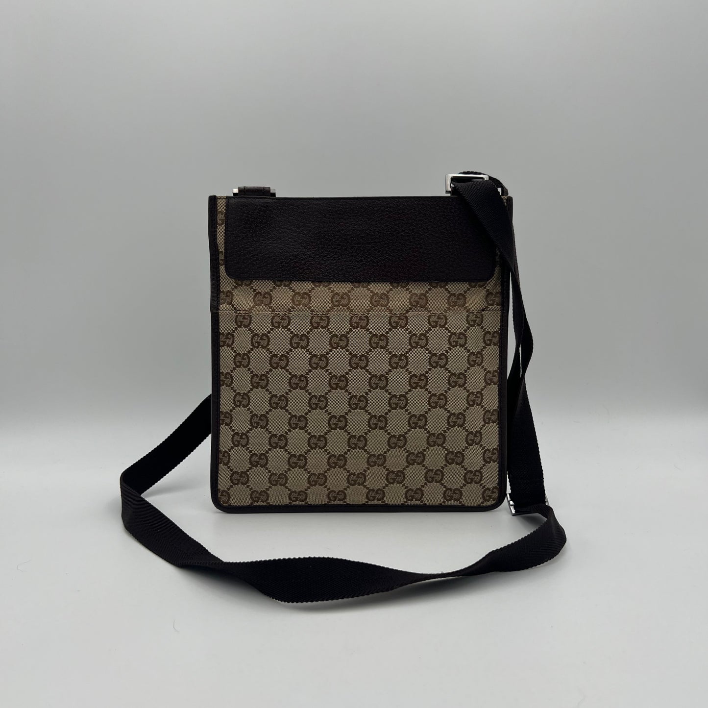 Gucci Brown Monogram Canvas and Leather Slim Crossbody