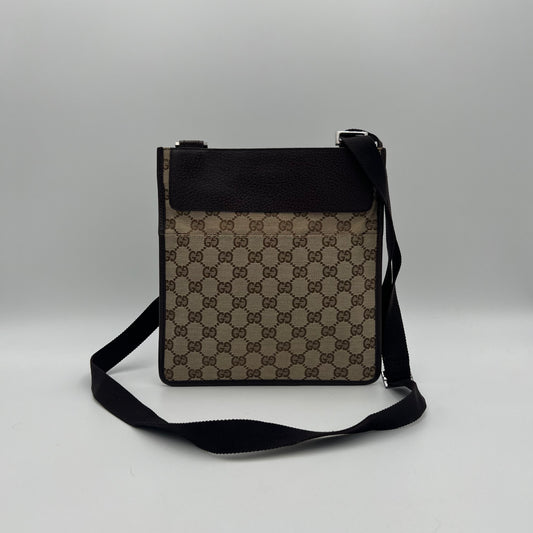 Gucci Brown Monogram Canvas and Leather Slim Crossbody