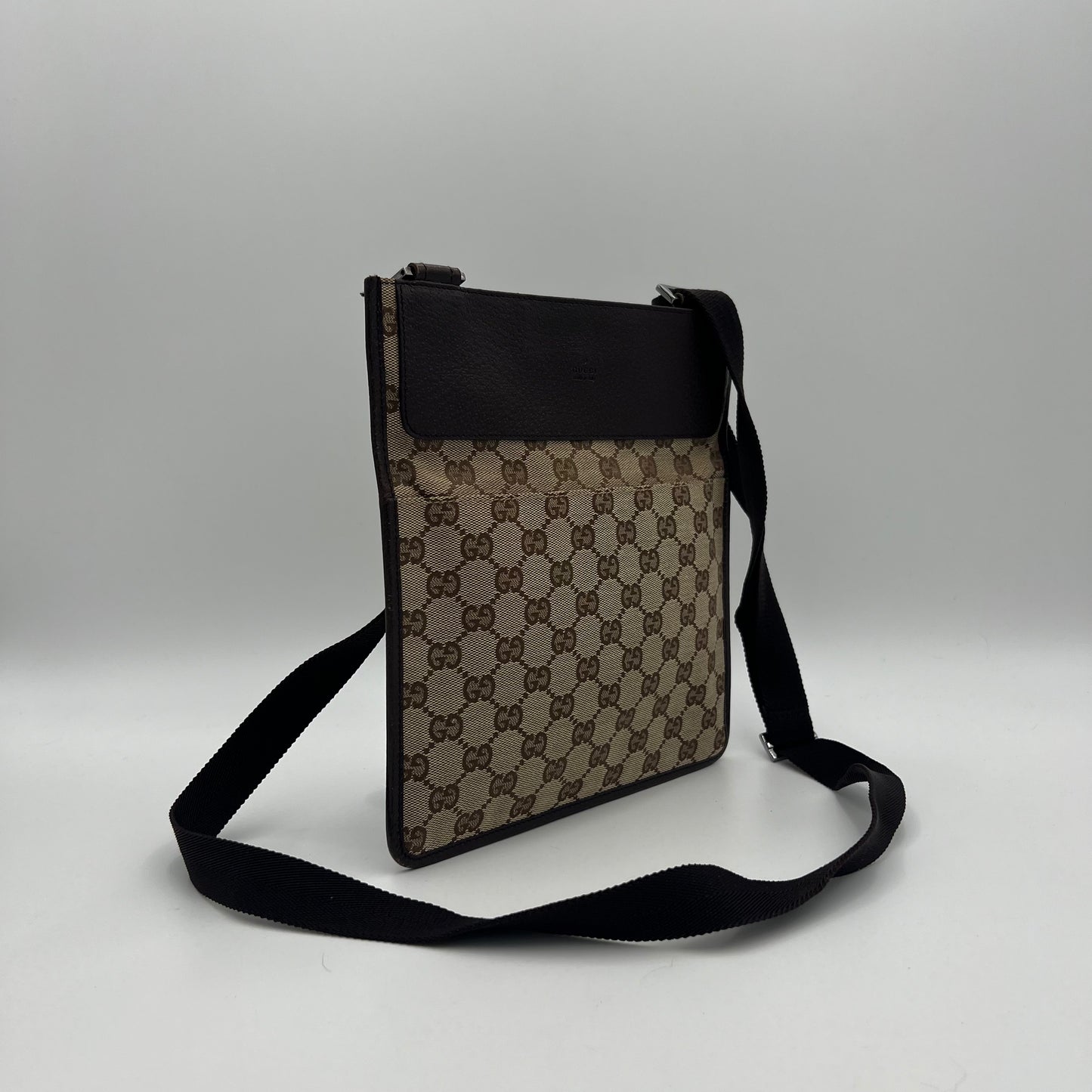 Gucci Brown Monogram Canvas and Leather Slim Crossbody