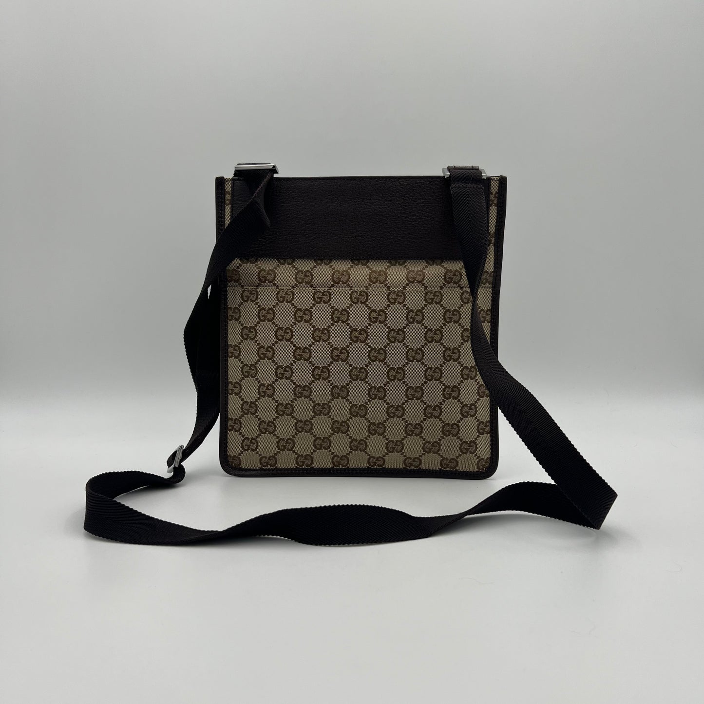 Gucci Brown Monogram Canvas and Leather Slim Crossbody