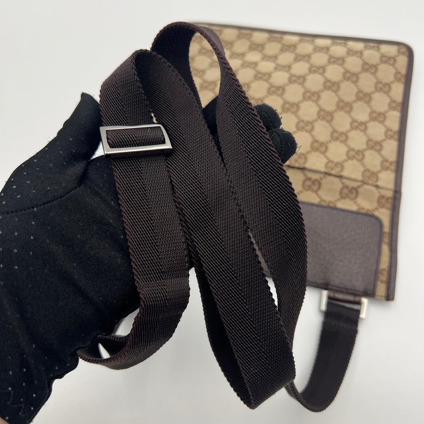 Gucci Brown Monogram Canvas and Leather Slim Crossbody