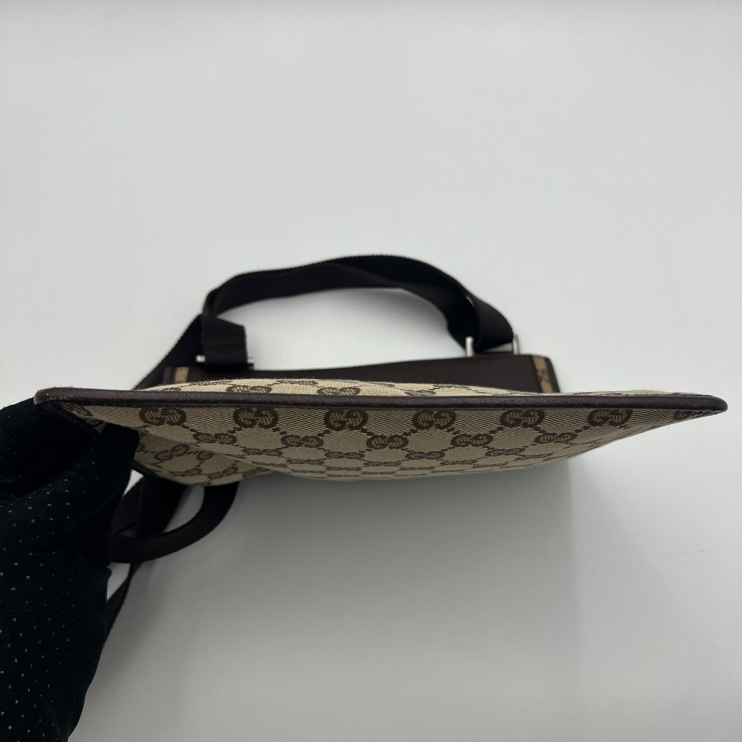 Gucci Brown Monogram Canvas and Leather Slim Crossbody