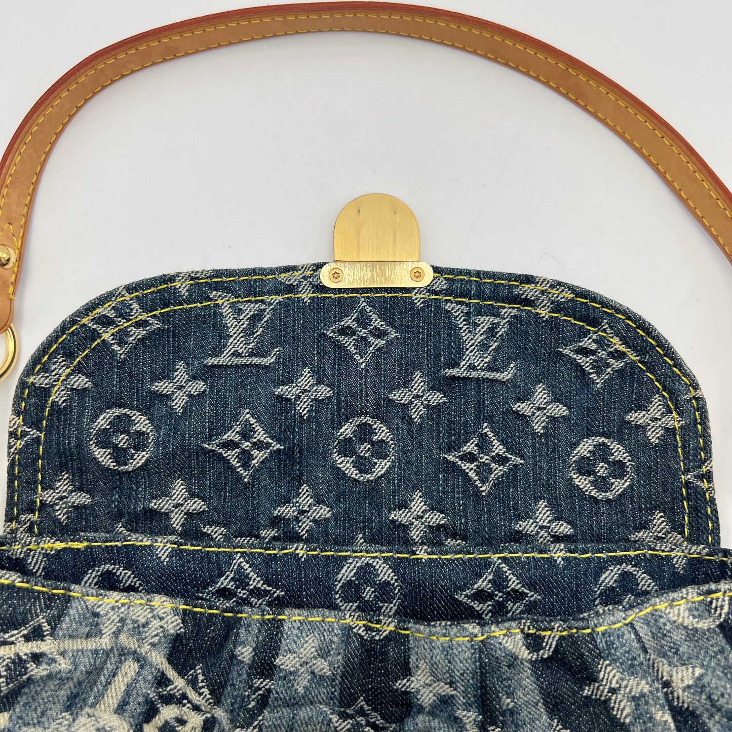 LV Blue Denim Mini Pleaty Raye Shoulder Bag