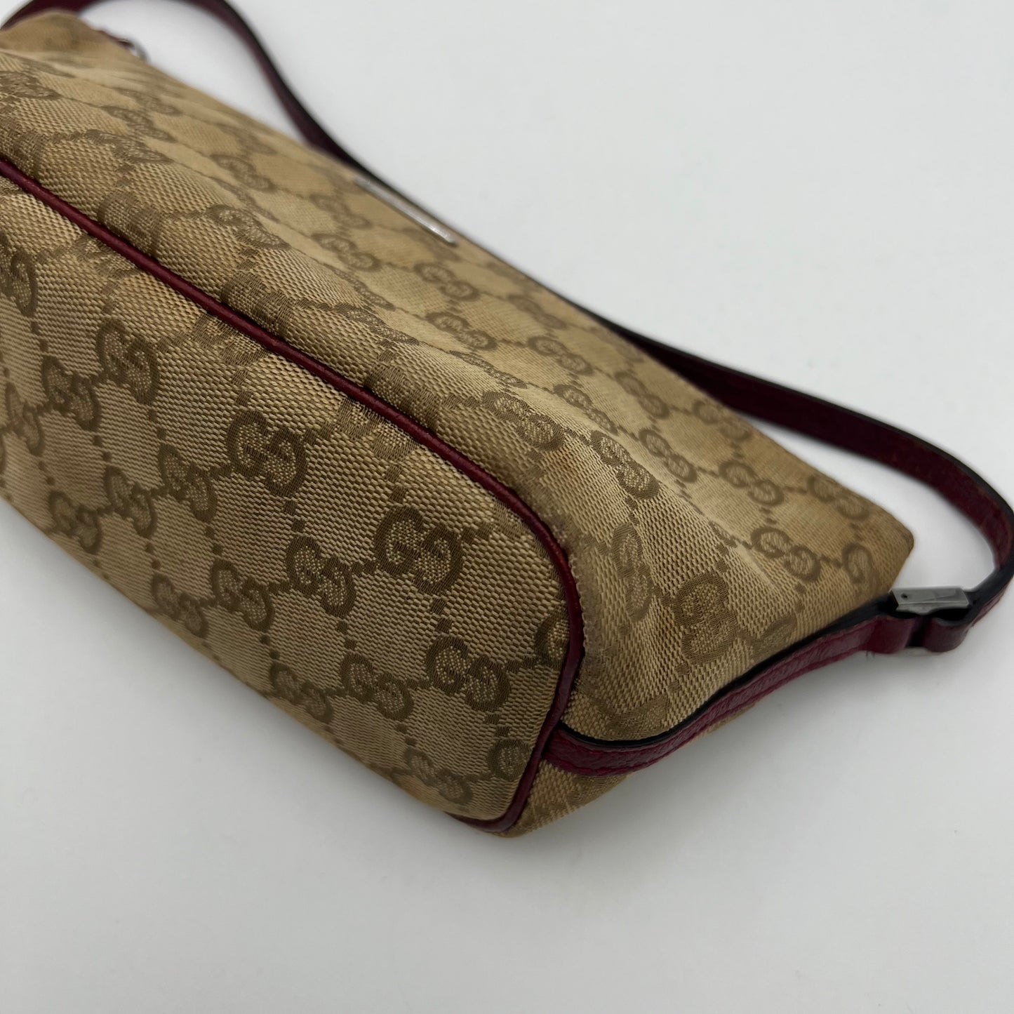 Gucci Beige Monogram Canvas and Pink Leather Boat Pochette
