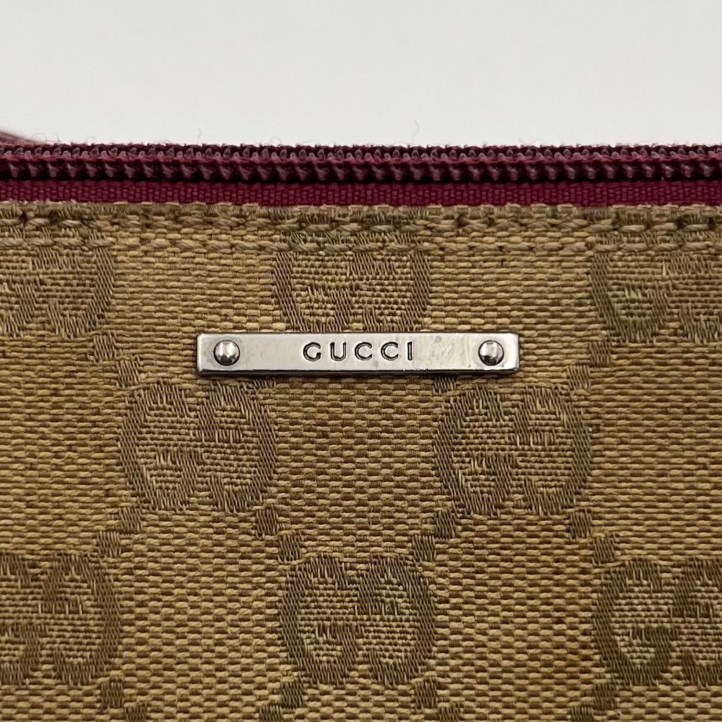 Gucci Beige Monogram Canvas and Pink Leather Boat Pochette