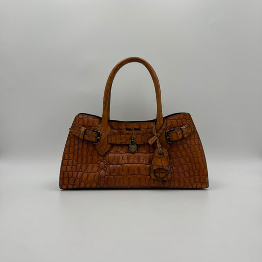 Miu Miu Brown Croc Embossed Handbag