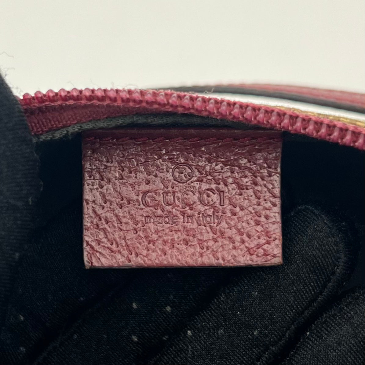 Gucci Beige Monogram Canvas and Pink Leather Boat Pochette