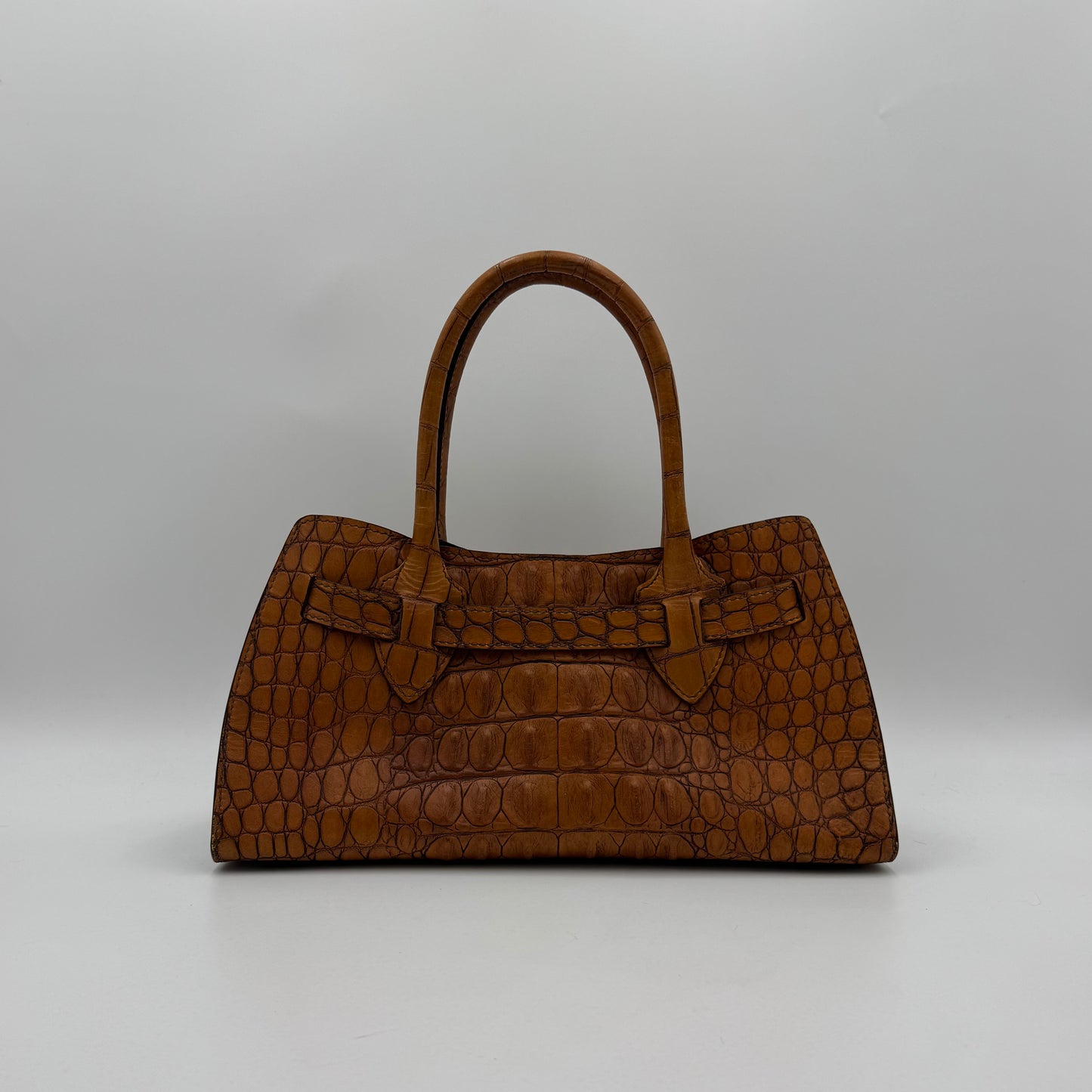 Miu Miu Brown Croc Embossed Handbag