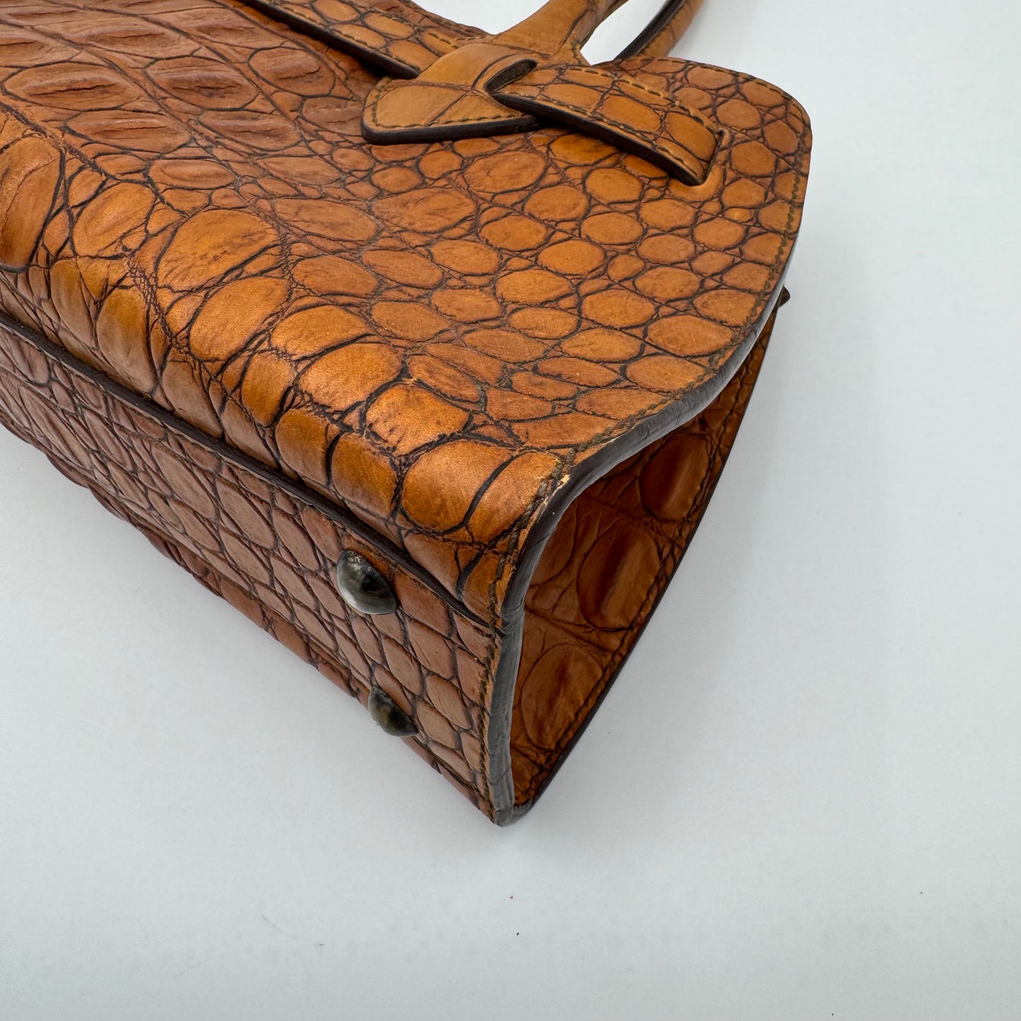 Miu Miu Brown Croc Embossed Handbag