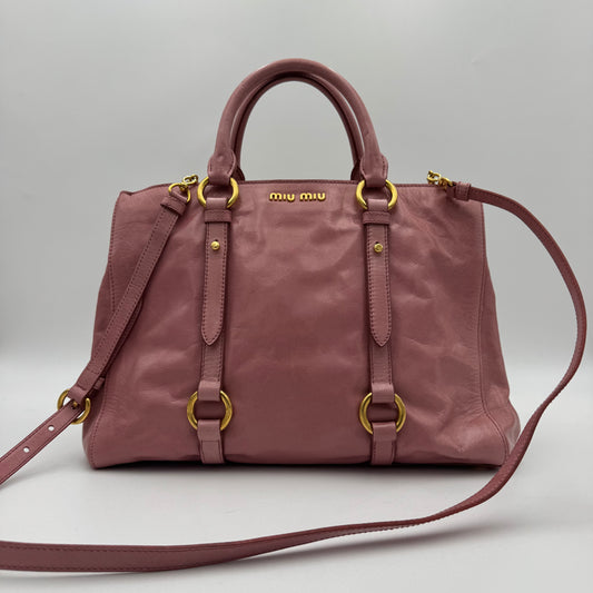 Miu Miu Pink Vitello Shine Leather Tote