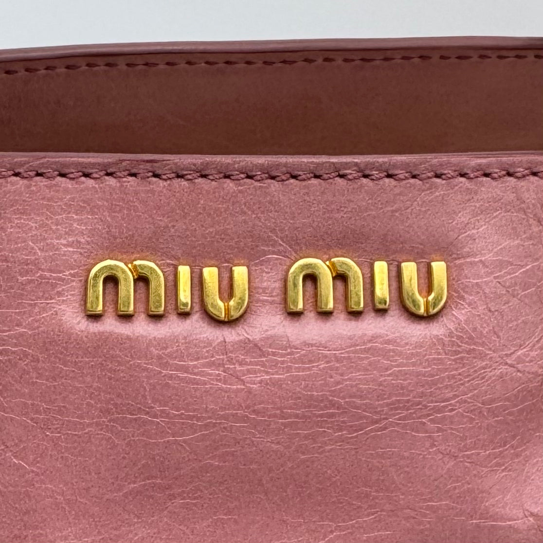 Miu Miu Pink Vitello Shine Leather Tote