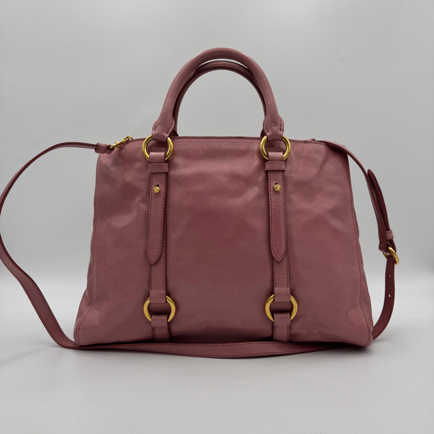 Miu Miu Pink Vitello Shine Leather Tote