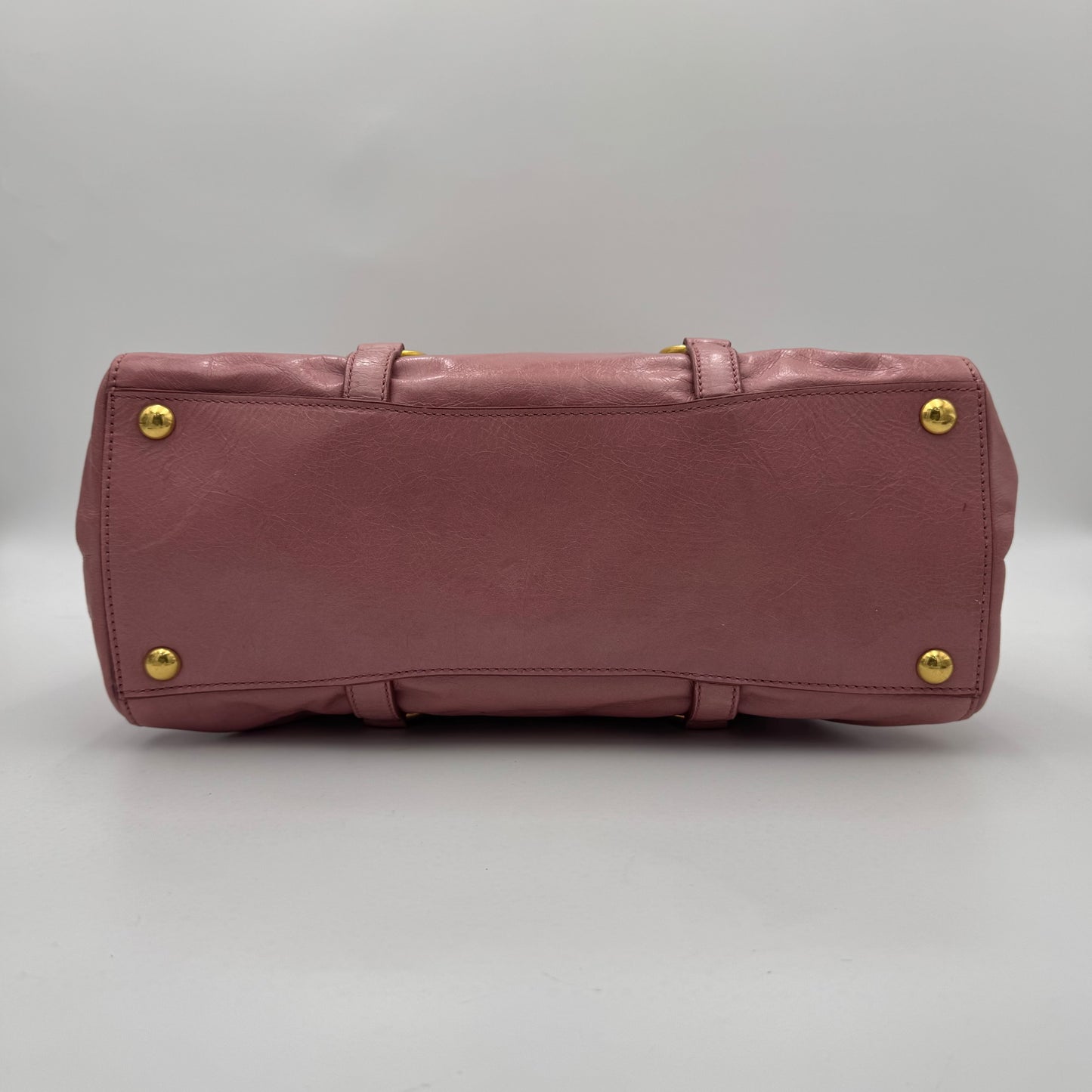Miu Miu Pink Vitello Shine Leather Tote