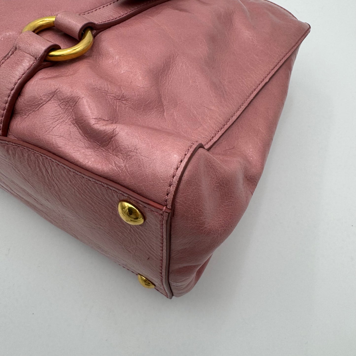 Miu Miu Pink Vitello Shine Leather Tote