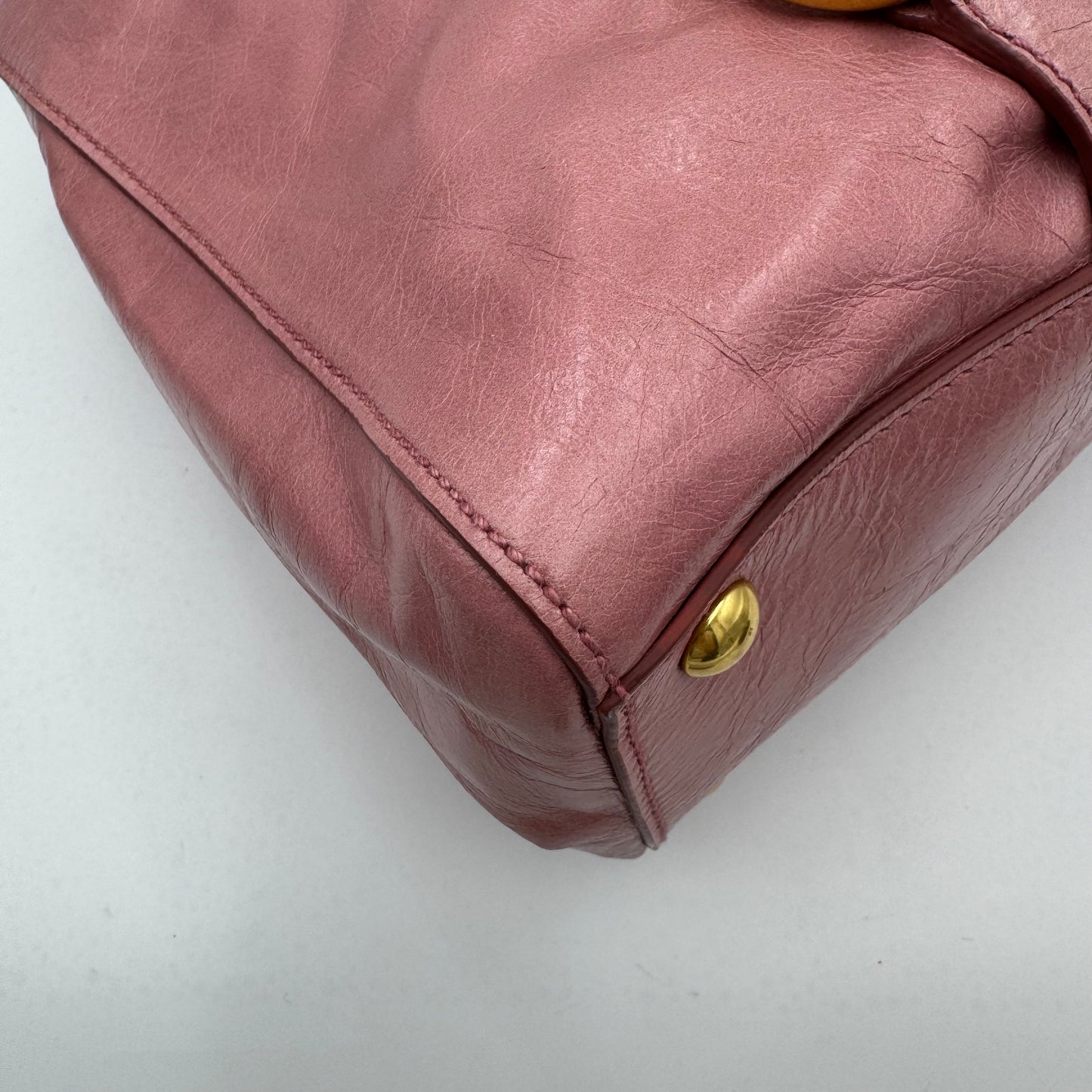 Miu Miu Pink Vitello Shine Leather Tote