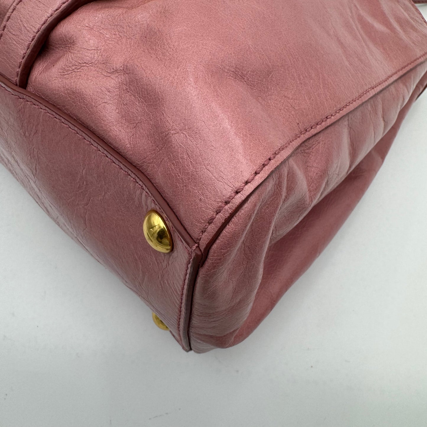 Miu Miu Pink Vitello Shine Leather Tote