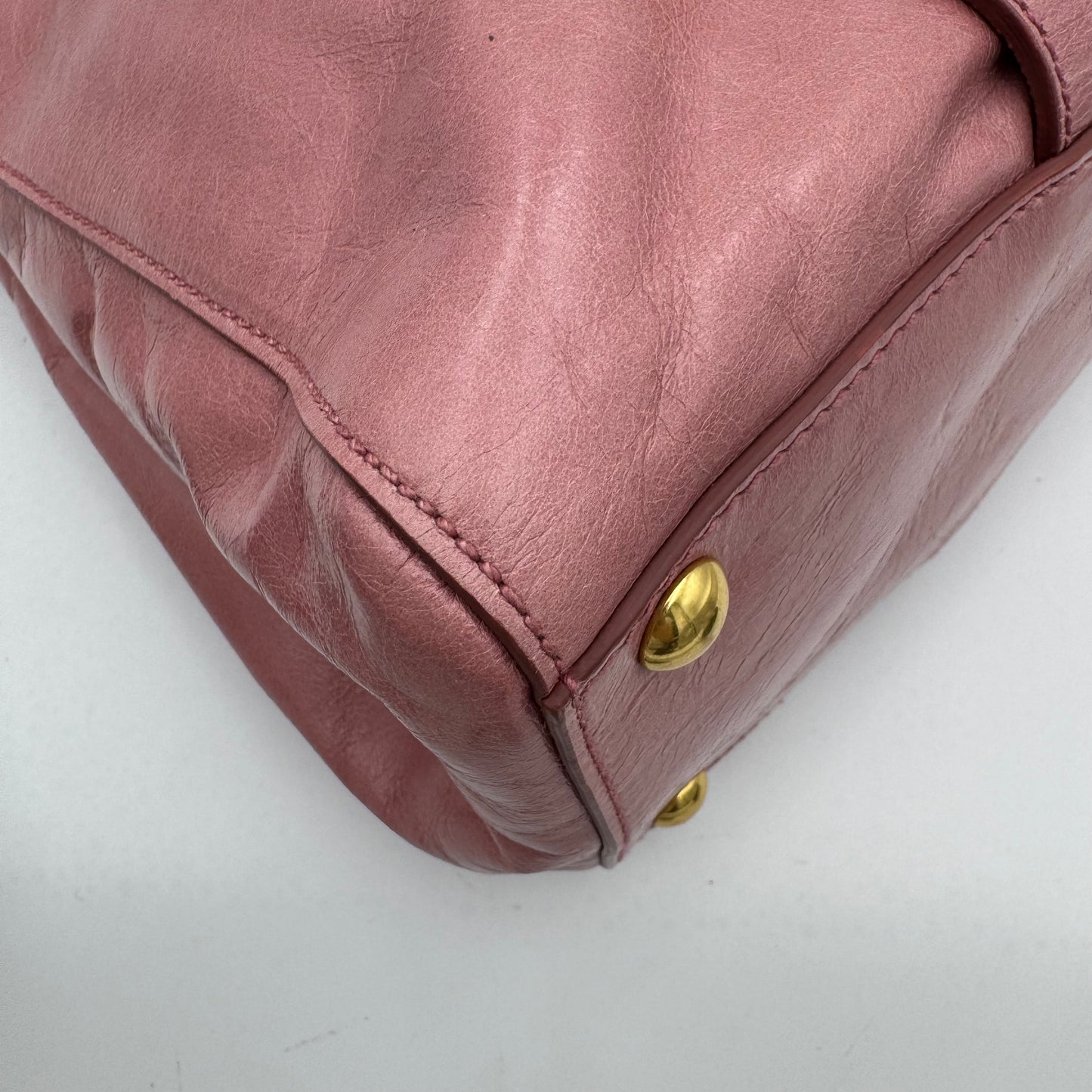Miu Miu Pink Vitello Shine Leather Tote