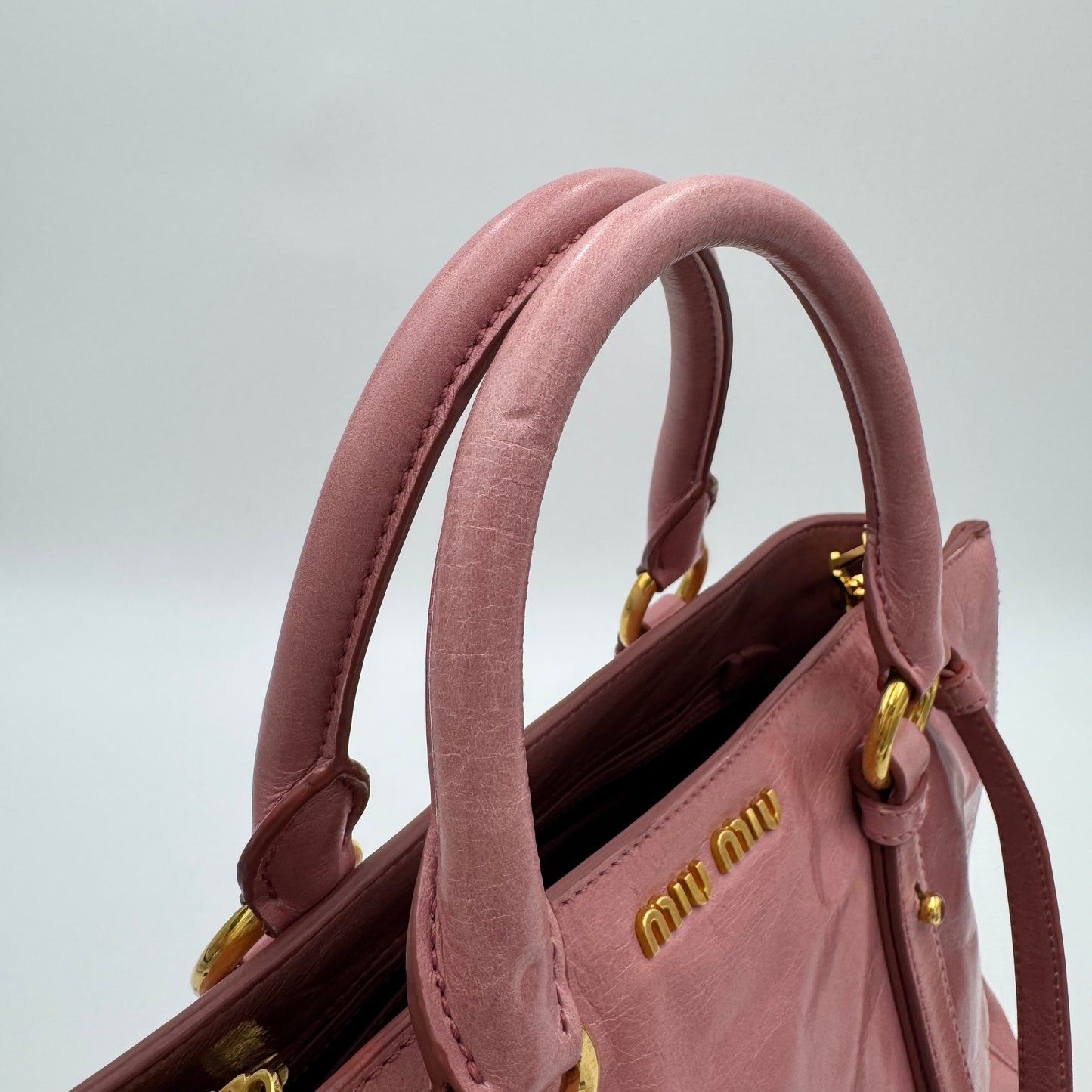 Miu Miu Pink Vitello Shine Leather Tote