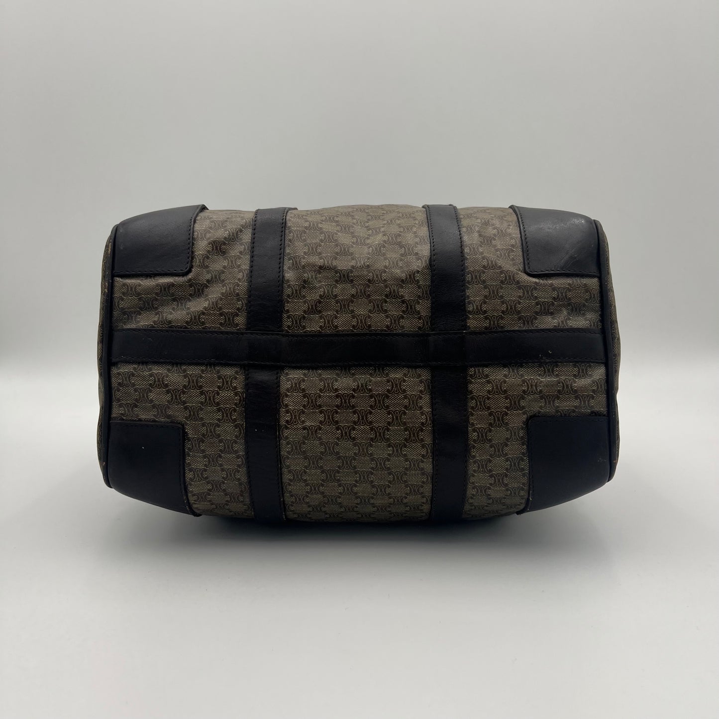 Celine Paris Vintage Brown Macadam PVC and Leather Boston